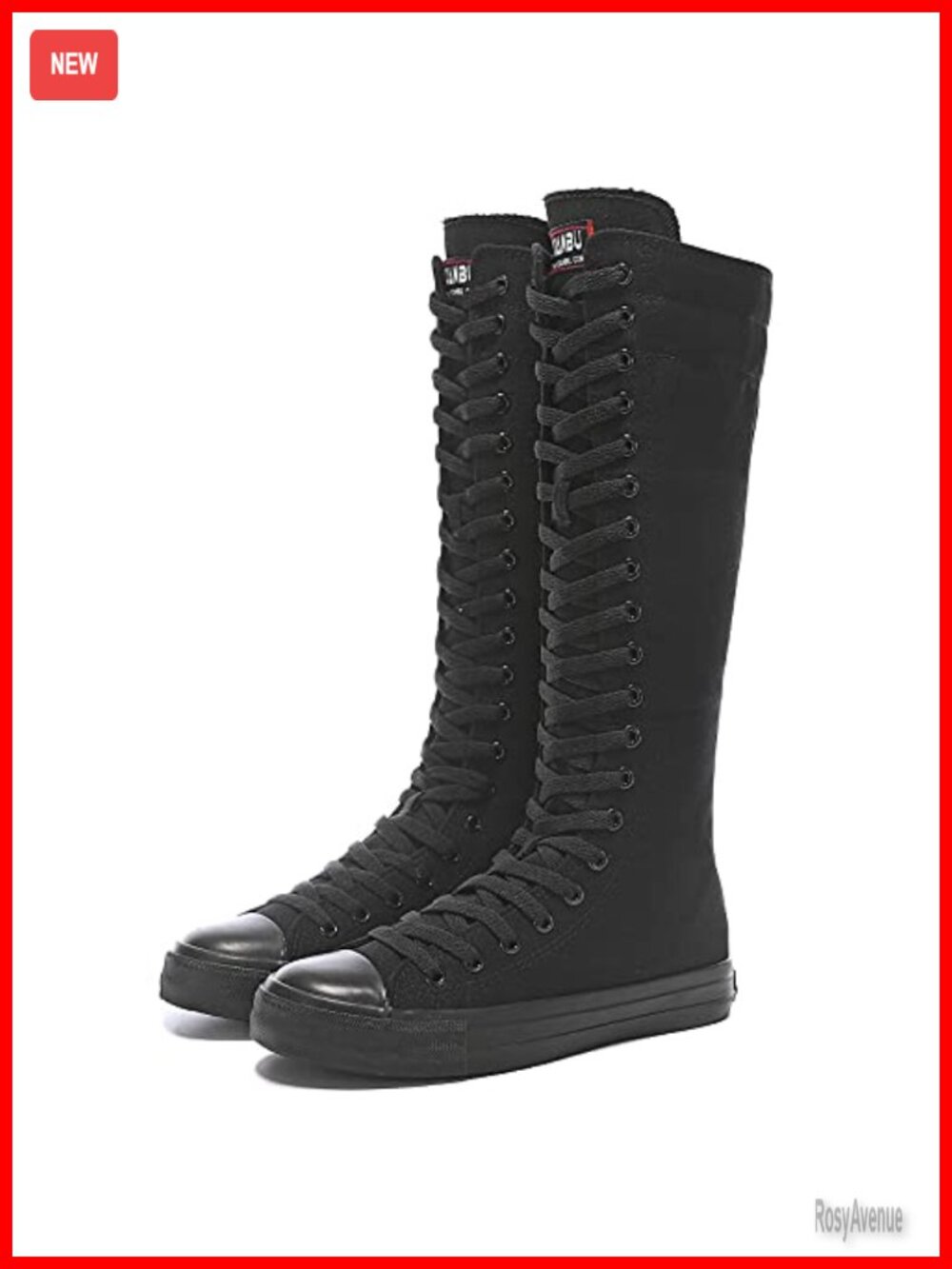 Lace Up Knee High Canvas Zip Boots Fancy School Shoes